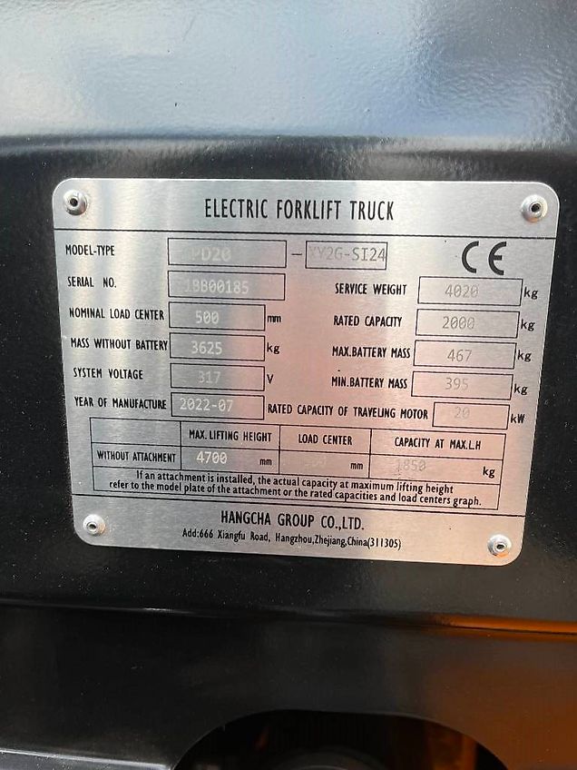 Hangcha CPD20-XY2G-SI24