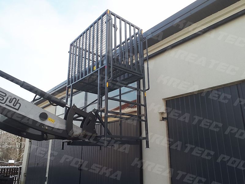 KREATEC Arbeitskorb, Arbeitsbühne mit Riffelblech 1,2 bis 6,0 m Breite