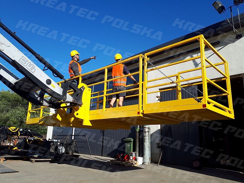 KREATEC Arbeitskorb, Arbeitsbühne mit Riffelblech 1,2 bis 6,0 m Breite